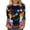 004-Multicolor-Animal, variant on Pink Halloween Shirts for Women Crew Neck 3/4 Sleeve Tees Spooky Season Witch T Shirts Plus Size Fashion Tops