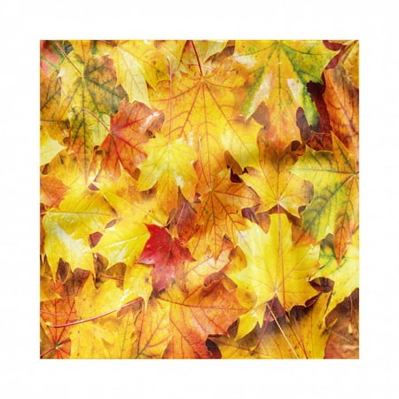 

Decorative Satin Napkins Set of 4 Fall Wet Fall Leaves in Rainy Weather Maple Tree Nature in November Change of Seasons Theme Square Printed Party & Dinner Napkin 12 x 12 Orange by Ambesonne