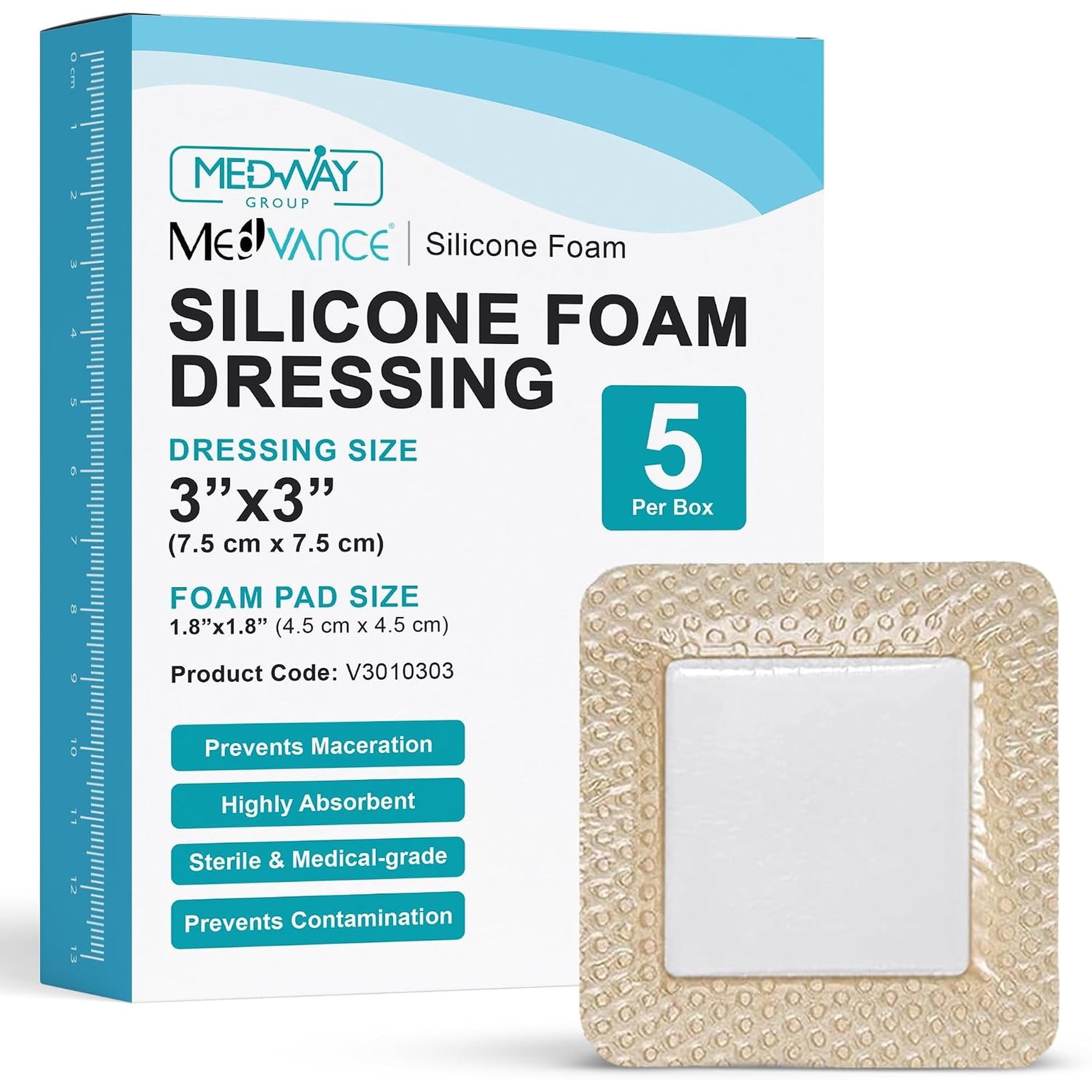 MedVance Silicone Foam Dressing with Adhesive Border for Wound Care & Pressure Ulcers