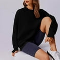 thumbnail image 6 of Pxxlle Oversized Sweatshirts for Women Fall Long Sleeve Sweatshirt with Thumb Hole Casual Round Neck Pullover Tops Solid Color Drop Shoulder Sweatshirts Black L, 6 of 9