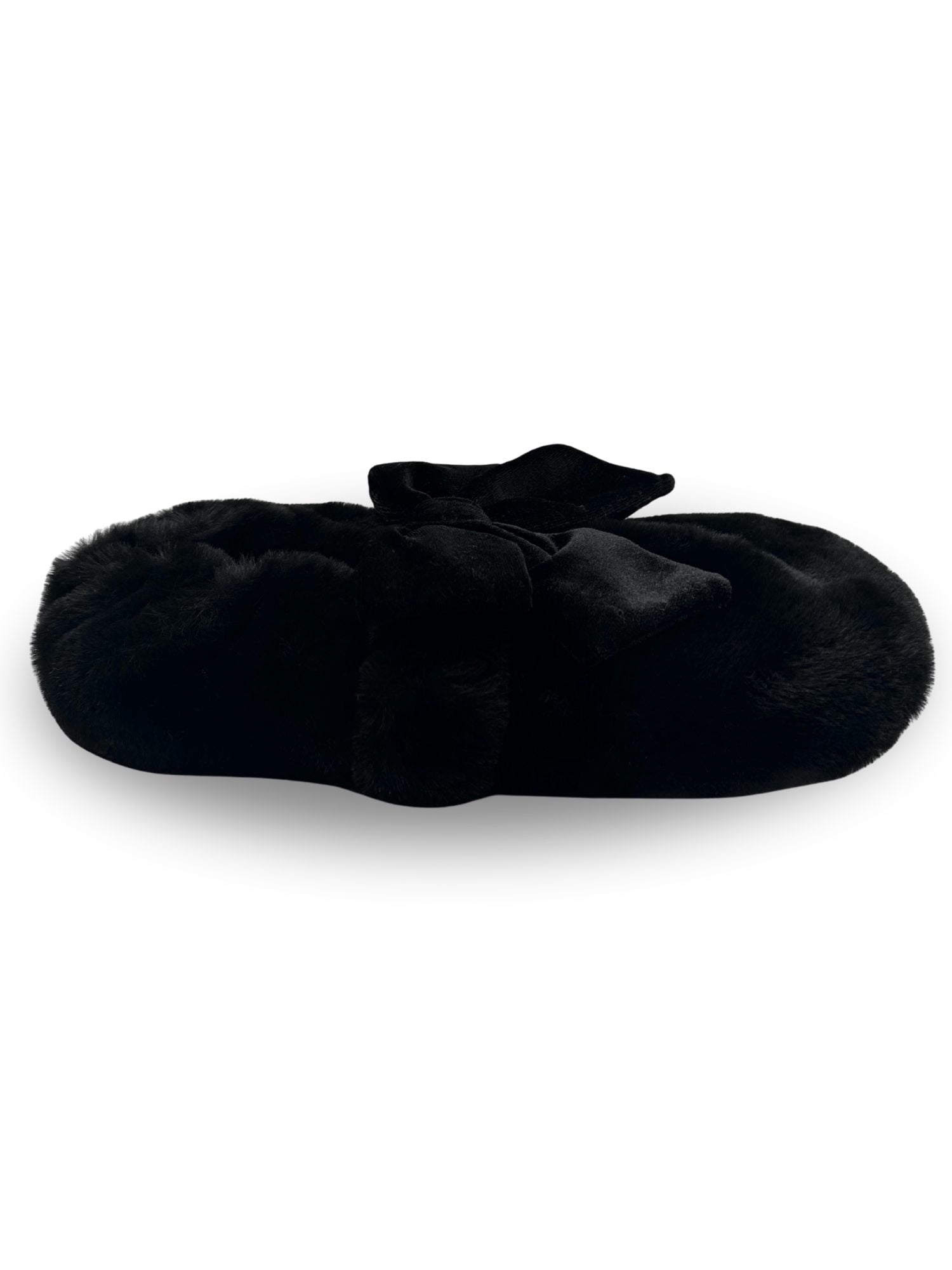 Fuzzy Babba Women's Faux Fur Oversized Bow Mary Jane Slipper Socks, 1-Pack, Shoe Sizes 7-9.5