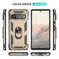 thumbnail image 6 of For Google Pixel 6 Pro Case, Ring Holder Kickstand Full Body Shockproof Magnetic Car Mount Hybrid Rugged Protective Phone Cover, Gold, 6 of 8