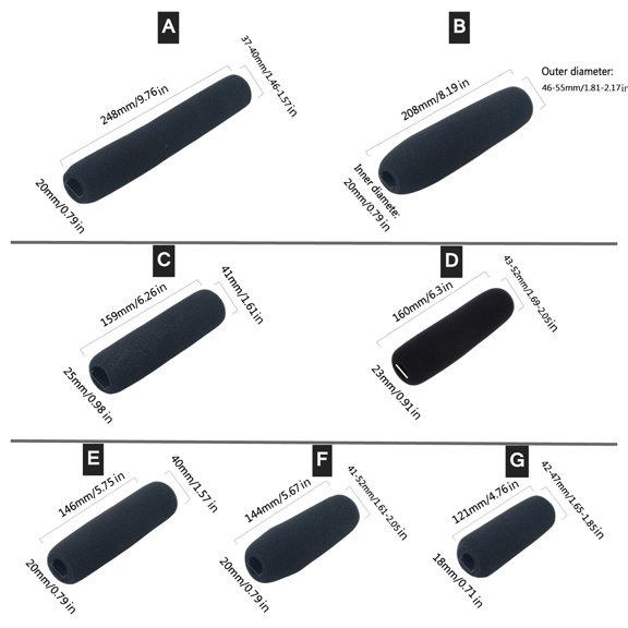 COOLHOOD Professional Long Mic Thick Windscreen Soft Foam Mic Foam Reduce Breathing, Mic Covers