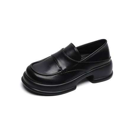 

Rotosw Women Loafers Classic Casual Shoes Slip On Faux Leather Shoe Ladies Loafer Womens Anti-Slip Comfort Black 6