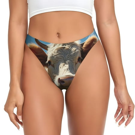 Sigee Prairie Flower Cow for Women s G-String Panty  Low Rise  Soft Lace Perfect for Everyday Wear or Special Occasions-4X-Large