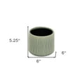 thumbnail image 5 of 6" Green Striped Ceramic Indoor Outdoor Round Pot Planter, 5 of 6
