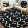 thumbnail image 6 of Nefoso Shag Geometric Area Rug, 8ft x 10ft Soft Fluffy Area Rugs for Living Room Bedroom Decor Carpet, Black & White, 6 of 6