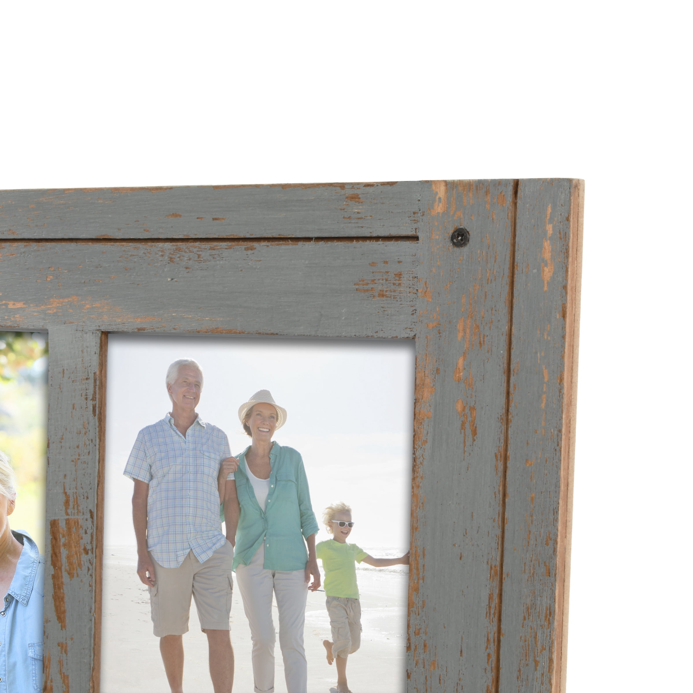Prinz Homestead 5x7 Picture Frame for Two Photos, Distressed Grey, Tabletop or Wall Hanging