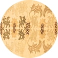thumbnail image 1 of Ahgly Company Indoor Round Abstract Brown Modern Area Rugs, 3' Round, 1 of 4
