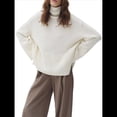 thumbnail image 2 of Suéter de Punto Holgado e Informal con Aberturas para Mujer, de Color Liso, con Cuello Alto, para Otoño e Invierno. M, 2 of 10