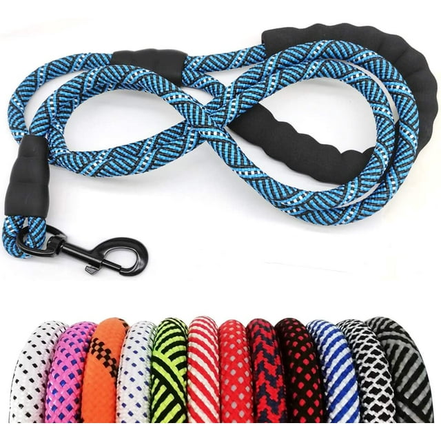 Heavy Duty Rope Dog Leash, 6 FT/8 FT Nylon Pet Leash, Soft Padded Handle Thick Lead Leash for Large Medium Dogs Small Puppy