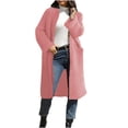 thumbnail image 2 of Puntoco Abrigo Cárdigan De Color Sólido para Mujer Suéter Largo con Cuello En V Bolsillo Top De Punto Suéter Abrigo Liquidación Puntoco Puntoco-1, 2 of 6