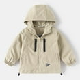 thumbnail image 2 of Atogsazn Toddler Boys Windbreaker Casual Outerwear Kids Lightweight Zip Hooded Jacket Clothes Tops 04-Khaki 3-4 Years, 2 of 4