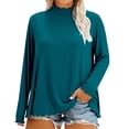 thumbnail image 3 of Women's Long Sleeve Mock Neck Base Tee Casual Trim Top Plus Size Lightweight, 3 of 5
