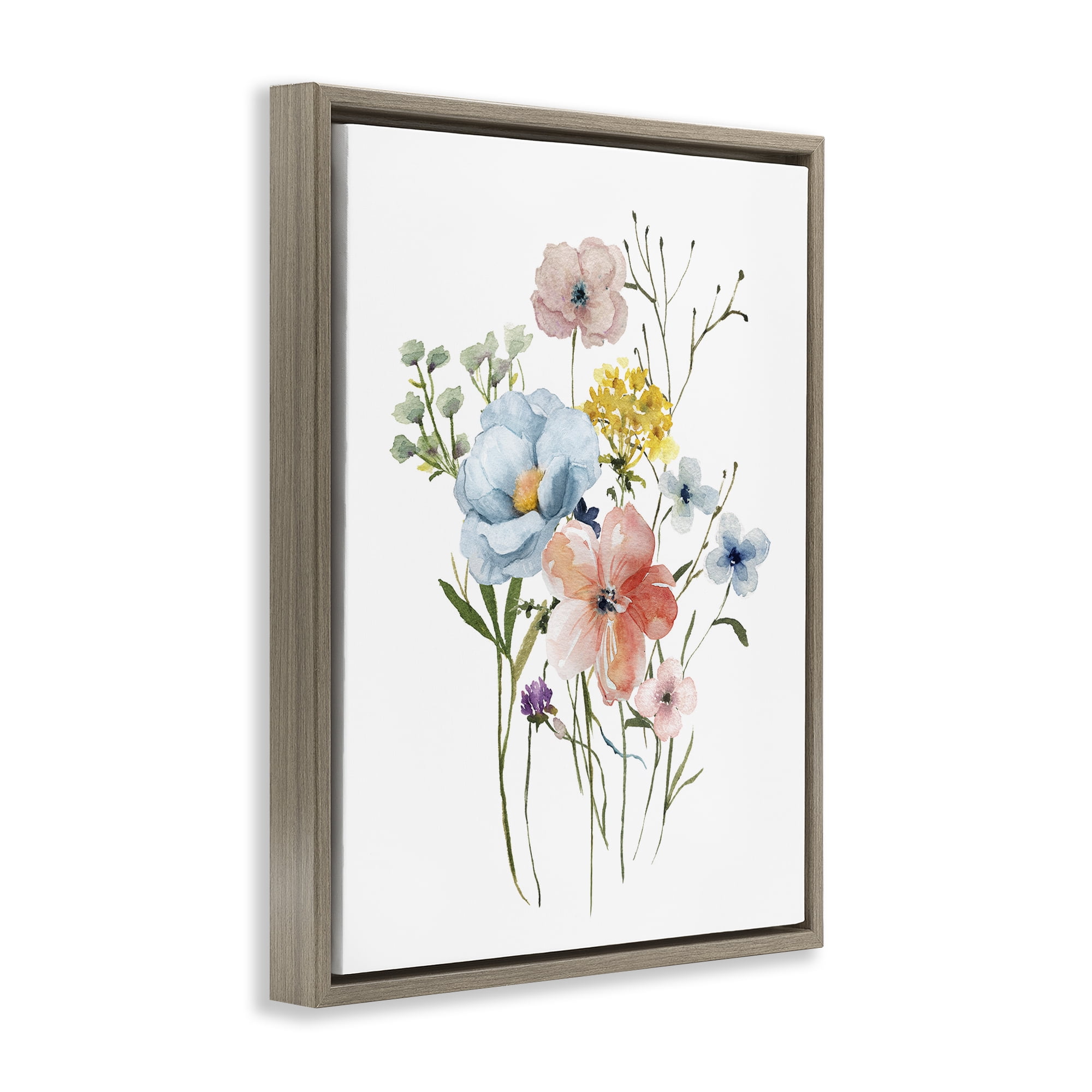 Stupell Industries Spring Meadow Wild Flowers Brown Framed Floater Canvas Wall Art, design by Livi Finn
