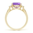 thumbnail image 2 of ANGARA Natural Cushion 3.1 ct Amethyst Solitaire Ring with Diamond Accents in 14K Yellow Gold for Women (Size-9mm) | February Birthstone, Anniversary, Jewelry Gift for Women | Natural Amethyst Ring, 2 of 9