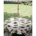 thumbnail image 3 of Outdoor Tablecloth with Umbrella Hole Zipper Wine Red Boho Round Tablecloth 60" Waterproof Outside Table Cloth Geometric Abstract Bohemian Color Block Patio Table Cover Tablecloths for Picnic Party, 3 of 8