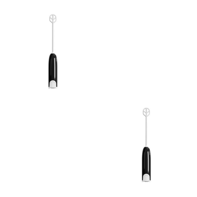 Wosthever Agitador eléctrico Reutilizable Lavable Control de botón Reemplazo Hogar Leche Té Mezclador de bebidas calientes Herramienta de Blanco negro 2piezas