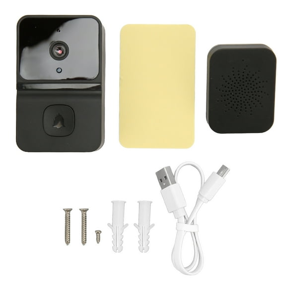 ZOUSSIQI Smart Wireless Remote Video Doorbell WiFi Camera Intercom Doorbell with Motion Detection Night Vision Indoor Ringer Black EL225#63273