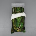 thumbnail image 1 of Nature Duvet Cover Set, Wonderland Forest Nepal Jungle Rainforests Habitat Wild Primeval Picture Print, Bedding Set with Shams and Fitted Sheet, 3 Sizes, by Ambesonne, 1 of 3