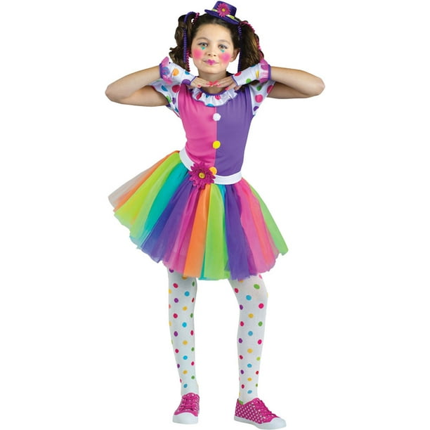 Kids Girls Clown Clownin' Around Tutu Rainbow Circus Big Top Halloween ...