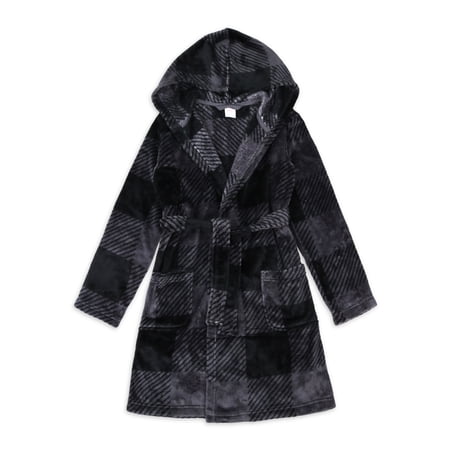 Wonder Nation Boys Black Check Robe, Sizes 4-18 & Husky