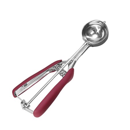 

Ice Cream Scoop Stainless Steel Scoop Spring Handle for Fruit Baller Ice Cream Cookie and Mashed Food Non-Stick Spoon for DIY Kitchen Cooking 4cm Wine Red