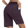 thumbnail image 5 of Women's Lounge Athletic Shorts with Pockets Knee Length Workout Biker Walkshorts, 5 of 8