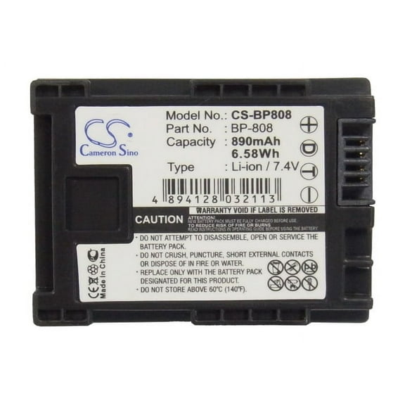 Battery for Canon FS10 FS100 FS11 FS40 FS400 VIXIA HF21 2740B002 BP-808 890mAh