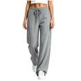 thumbnail image 3 of Women's Soft Fabric Slim Fit Sports Pants, Mid Elastic Waist, Drawstring Fitted, Pocket, Casual Lounge, Athletic Gym Fitness, Workout Leggings | UKHCCC,Gray L, 3 of 7