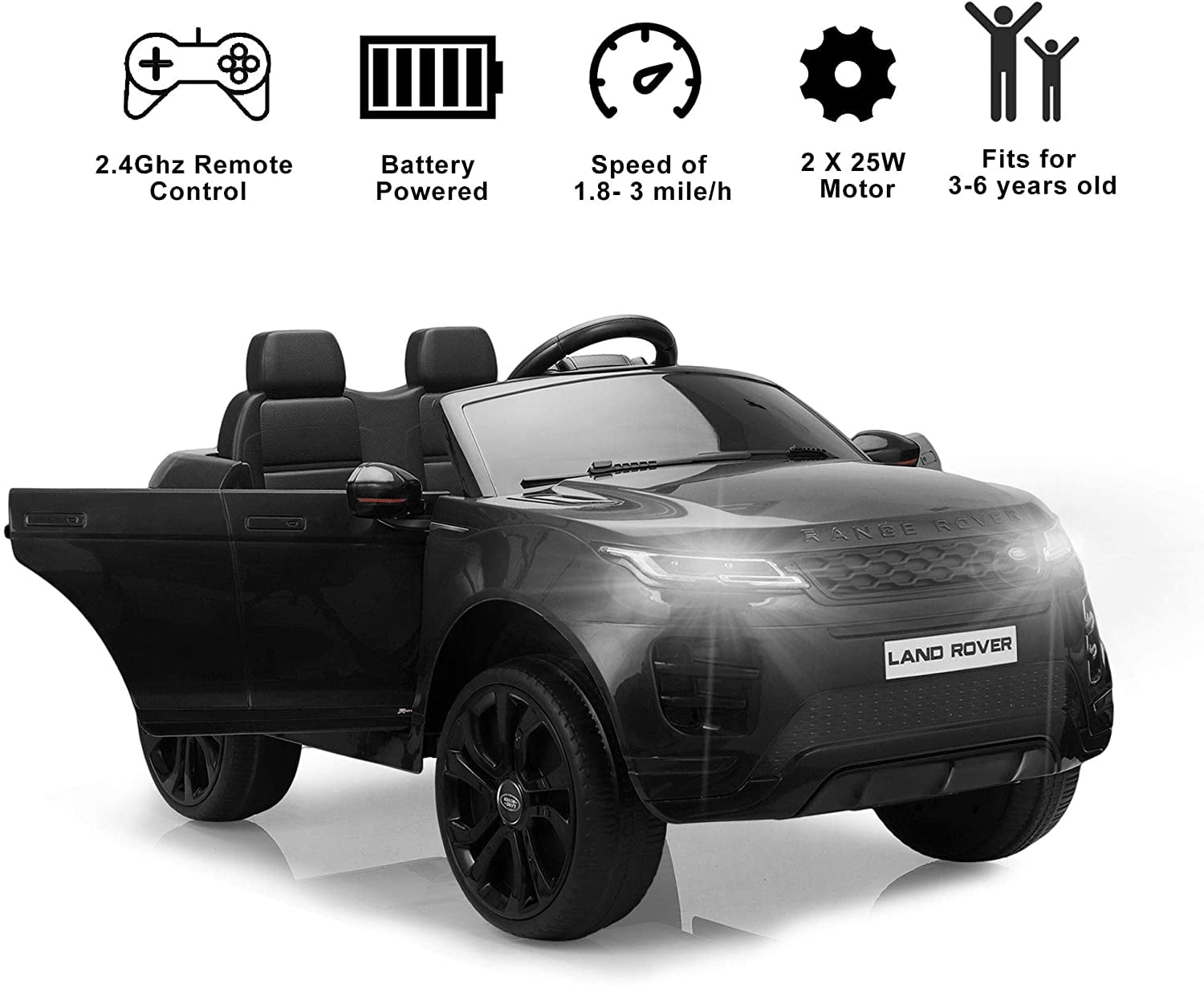 Private Jungle 12V Licensed Kids Ride On Car with Parental Remote Control Electric Vehicle for Boys Girls,Black Private Jungle 12V Licensed Kids Ride On Car with Parental Remote Control Electric Vehicle for Boys Girls,Black