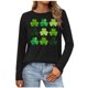thumbnail image 4 of Uootdi St Patricks Day Long Sleeve Shirts for Women Retro Lucky Clover Tshirt Irish Shamrock Graphic Tee Tops Gift, 4 of 5