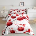 thumbnail image 1 of YST Red Fruit Twin Comforter Set,Geometric Raspberry Soft Quilt for Girls,Kids Teens Ombre Botanical Room Decor Bedding Set,Watercolor Pastel Down Comforter with 1 Pillow Cover,Red White, 1 of 5