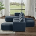 thumbnail image 2 of Sectional Sofa, U-Shaped Couch with2 Single Seat, 2 Chaises and 2 Ottomans, Modular Modern Sofa Couch with Ottoman, Filled Reversible Sofa Couch with Waist Pillows (Navy), 2 of 9