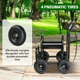 thumbnail image 4 of UBesGoo Iron Four Wheel Pipe Truck Garden Water Hose Reel Car w/ Dark Green Hose, Black, 4 of 8
