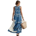 thumbnail image 2 of Xoenoiee Cat Cherry Blossom Print Women's Cotton Linen Sleeveless Tank Sundresses with Pockets Crewneck Flowy Summer T Shirt Dresses Lightweight Maxi Dresses for Women, XL, 2 of 7