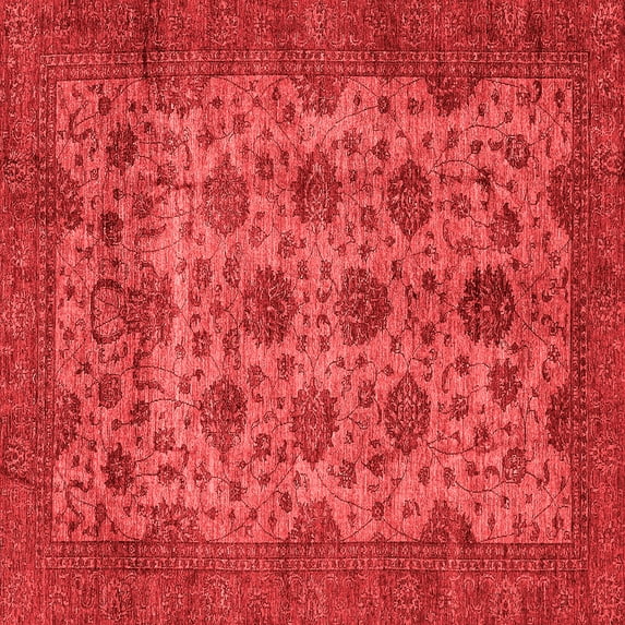 Ahgly Company Indoor Square Abstract Red Modern Area Rugs, 4' Square