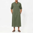thumbnail image 2 of Men's Casual Button Down Shirt Long Sleeve Stand Collar Pullover Top Cotton Soft Comfortable Solid Color Fashion Streetwear Business Casual Daily | Zenithor,Army Green L, 2 of 8