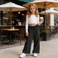 thumbnail image 3 of breaise Girls Linen Pants Summer Beach Lounge Palazzo Trousers Loose Fit Elastic Wide Leg Pants with Pockets, 3 of 9