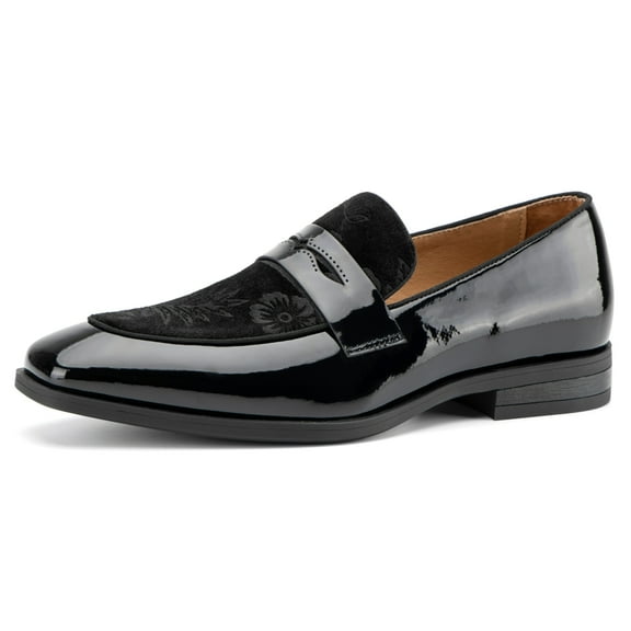 Mens Velvet Loafers Dress Shoes Loafers for Men Tuxedo Suit Shoes, Black/31, 11 US