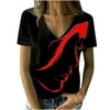 Summer Womens V Neck Shirts Short Sleeve Blouses and Tops Dressy Casual Loose Tshirt Cute Abstract Graphic Tunic Tee