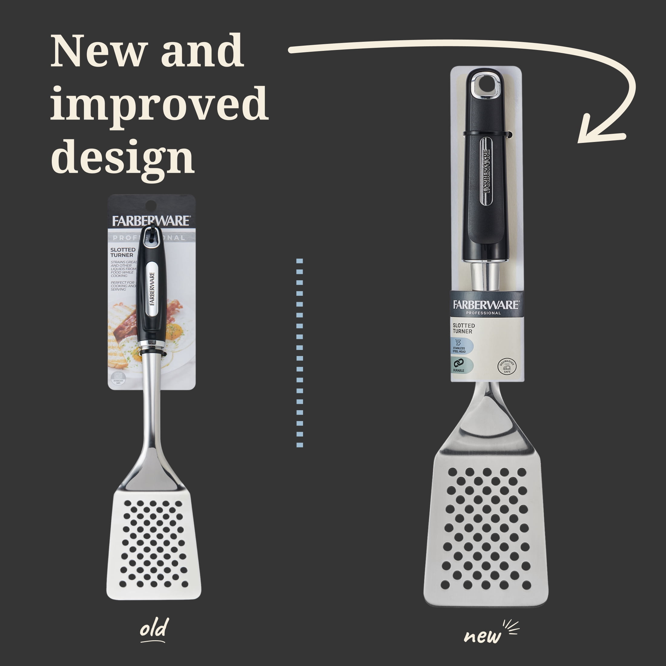 Farberware Professional Stainless Steel Slotted Kitchen Spatula/Turner with Black Handle