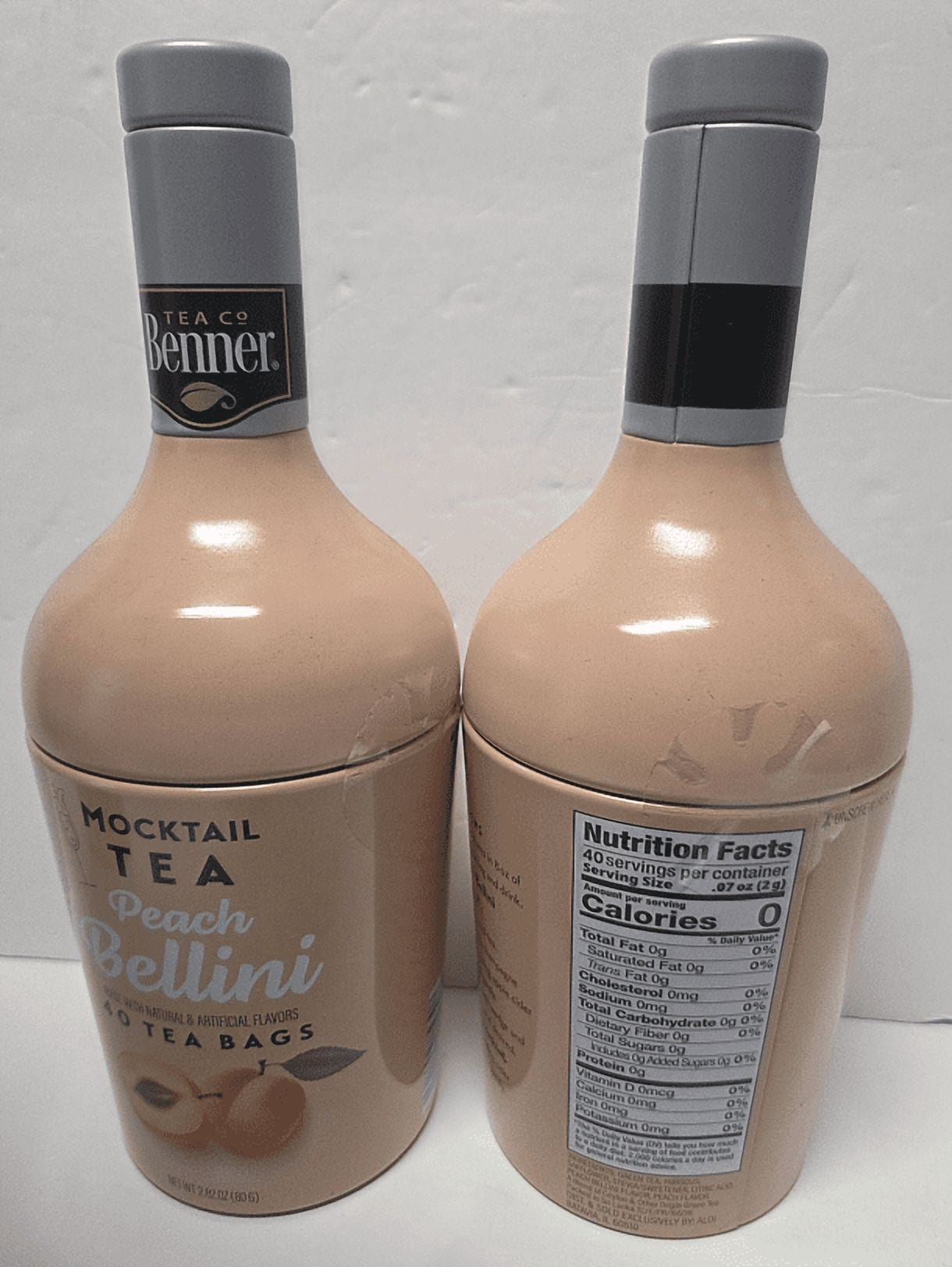 Benner Mocktail Peach Bellini 40 Tea Bags 2.82oz 80g (2 Tins