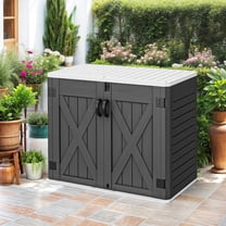 ModFusion 4x2x3 ft Resin Storage Shed with Lockable Door, 35 Cu ft, Resin Double Handle, Floor, Horizontal Deck, Waterproof Garden Box, Dark Gray