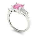thumbnail image 2 of 1.62 ct Square Emerald Cut Simulated Pink Diamond 3 Stone 14K White Gold Womens Engagement Ring, 2 of 4