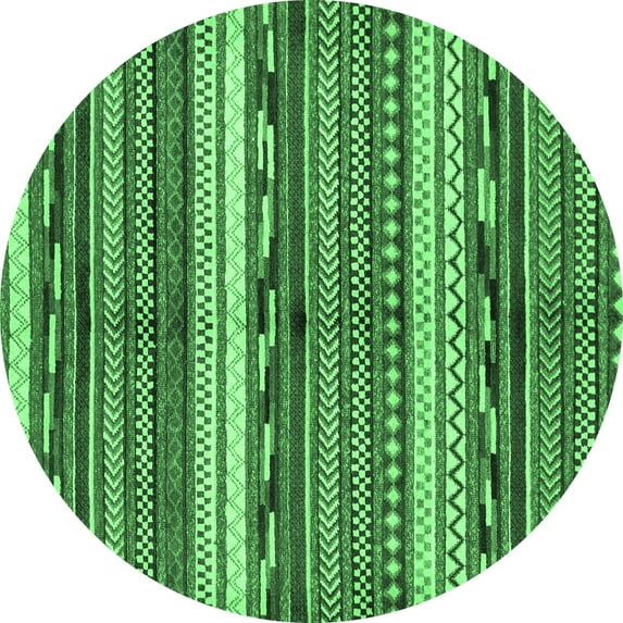 Ahgly Company Indoor Round Abstract Emerald Green Modern Area Rugs, 5' Round