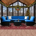 thumbnail image 5 of Ktaxon Patio Furniture Set, Outdoor Sectional Furniture Wicker Set, 7PCS All-Weather PE Rattan Sofa with Ocean Blue Cushion, Wicker Furniture Set for Patio Garden, Poolside, Balcony, 5 of 11