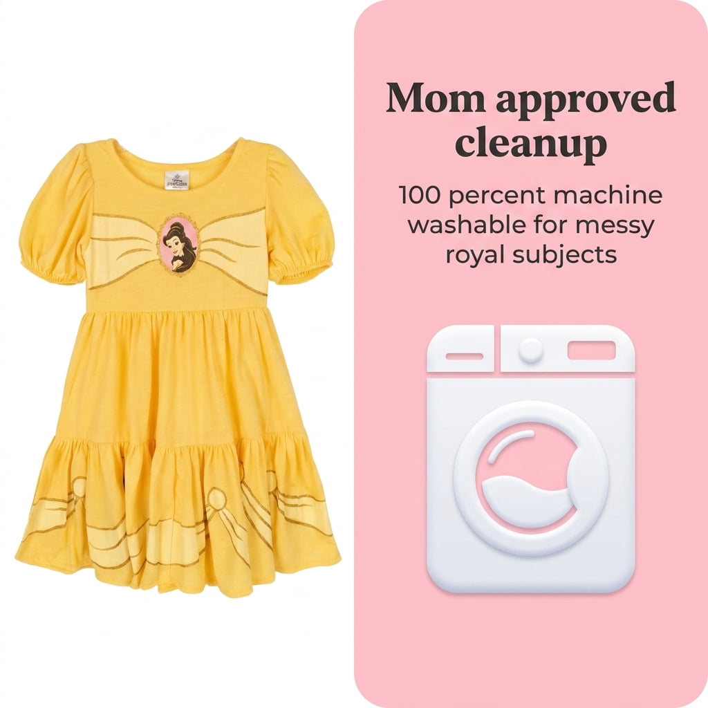 Disney Beauty and the Beast Big Girls' Cosplay Short Sleeve Dress Gold Yellow Belle