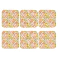 thumbnail image 2 of Lsque wild meadow flowers Pattern 4" Drink Coasters Set of 6, Leather Absorbent Coasters, Table Coaster Set Decorative Coffee Cup Coasters Housewarming Gift,Square, 2 of 7