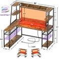 thumbnail image 3 of Homieasy 63'' L-Shaped Gaming Desk with LED Light Strips & Built-in Power Outlets, Reversible Computer Corner Desk with Storage Hutch/Monitor Stand/Hooks -Rustic Brown, 3 of 7